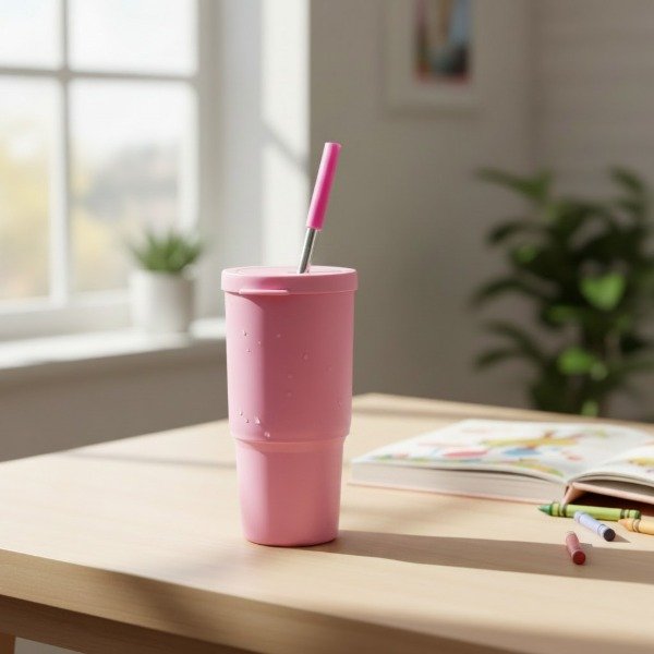 Producto - VASO PLASTICO CON SORBETE DE METAL Y BOQUILLA PLASTICA 550CC - 0