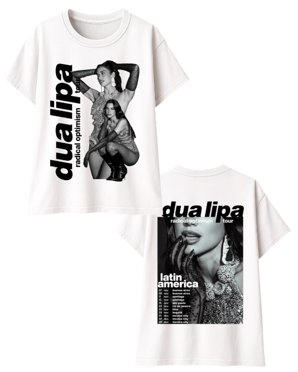 Producto - Remera Dua Lipa Radical Optimism Tour CON FECHAS - Blanco