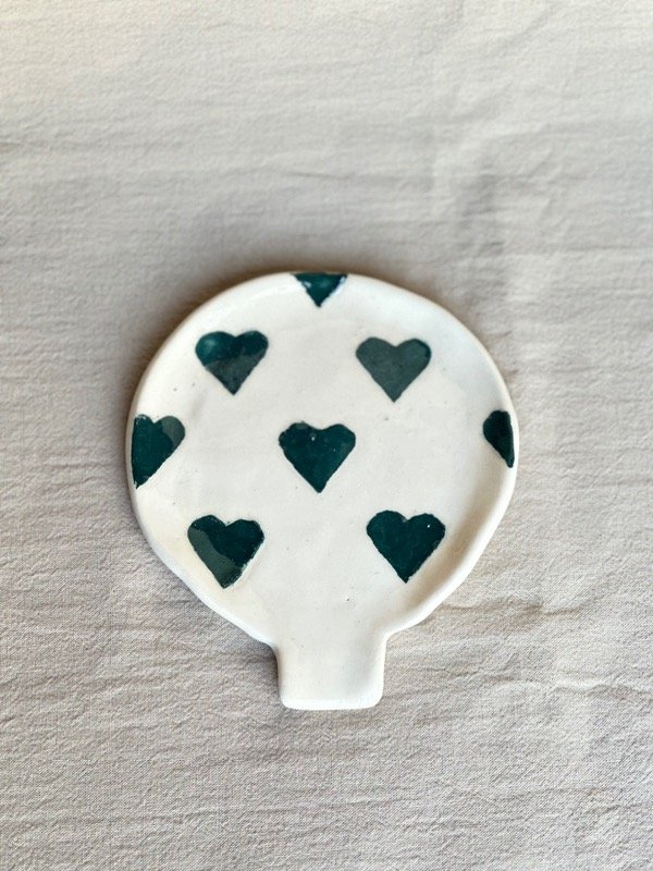 Producto - Porta cuchara- Corazones turquesa