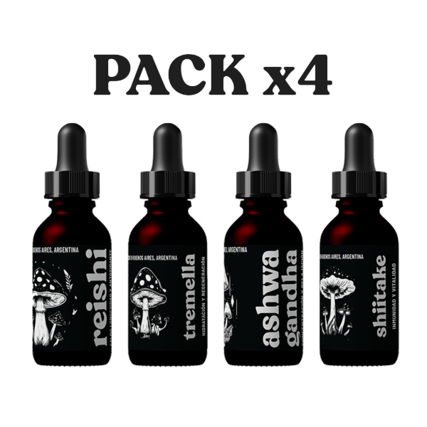 Producto - Pack x4 30ml Doble Extracto Ashwagandha Reishi Tremella Shiitake