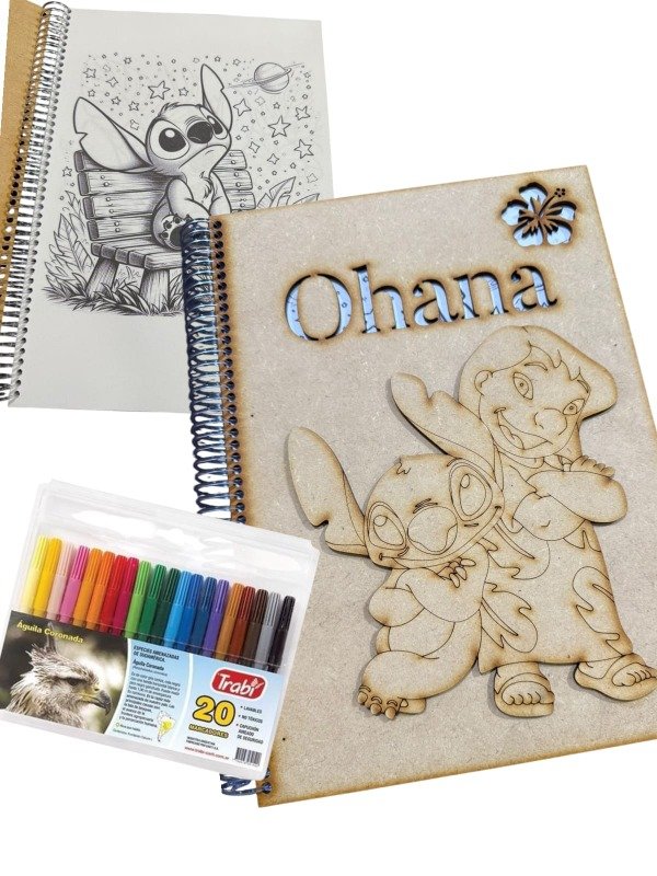 Producto - Combo libro para pintar Stitch con blister de marcadores de 20 colores