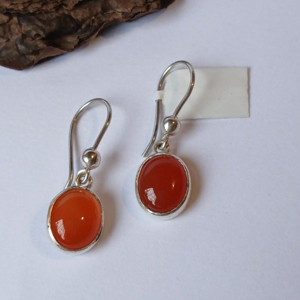 Producto - Aros Plata 925 con cornalina colgantes
