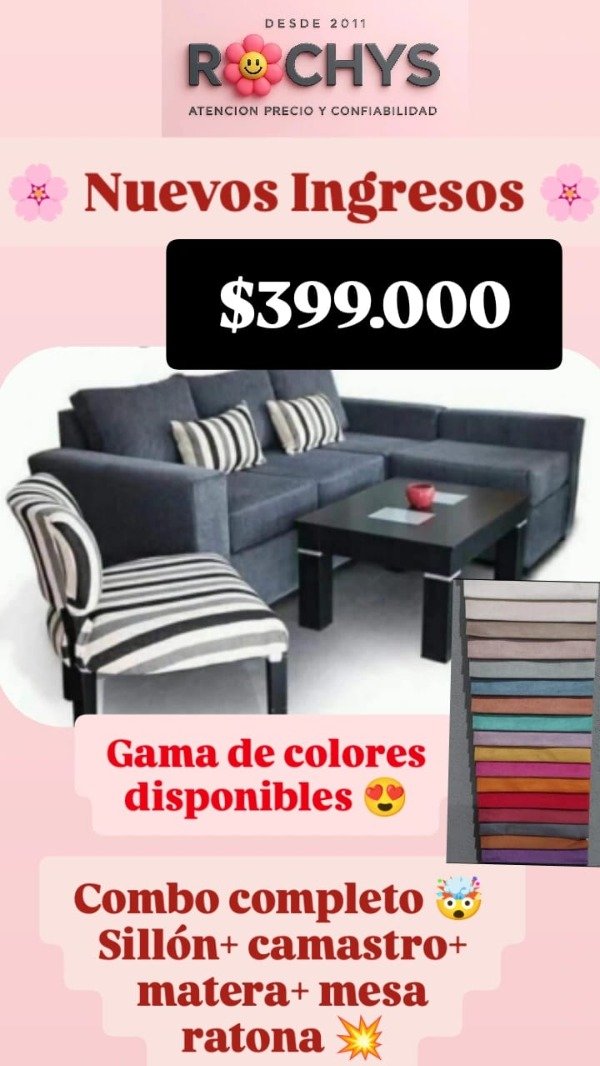 Producto - COMBO COMPLETO SILLON CAMASTRO MATERA Y MESA COLOR A ELECCION DE TAPIZADO