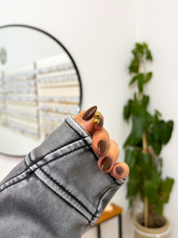 Producto - Aritos acero dorado bolitas grande