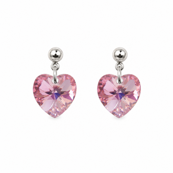 Producto - Aros Crystals Elements Corazon Colgante 10mm rosa