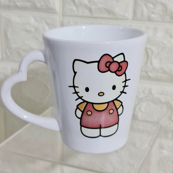 Producto - Taza cónica Hello Kitty blanca asa corazón 250 cc