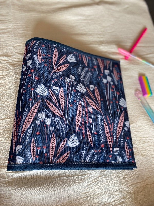 Producto - Funda para carpeta nro 3 flores fdo azul