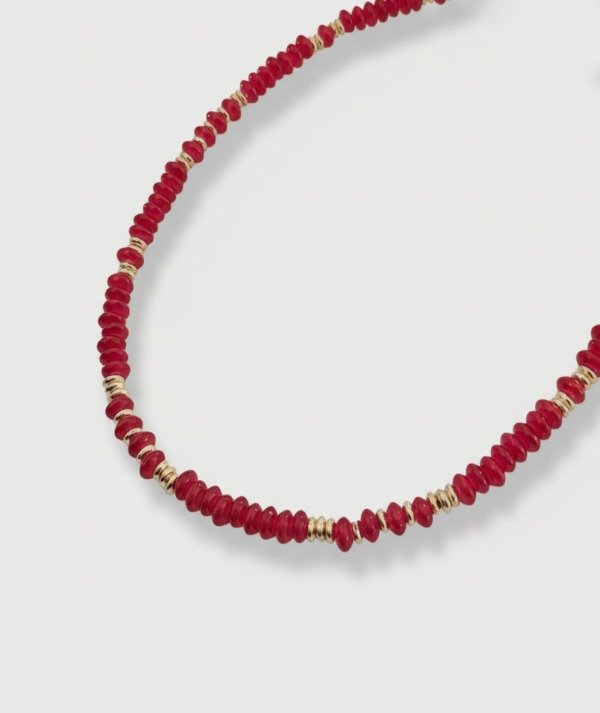 Producto - collar tica - rojo y dorado -
