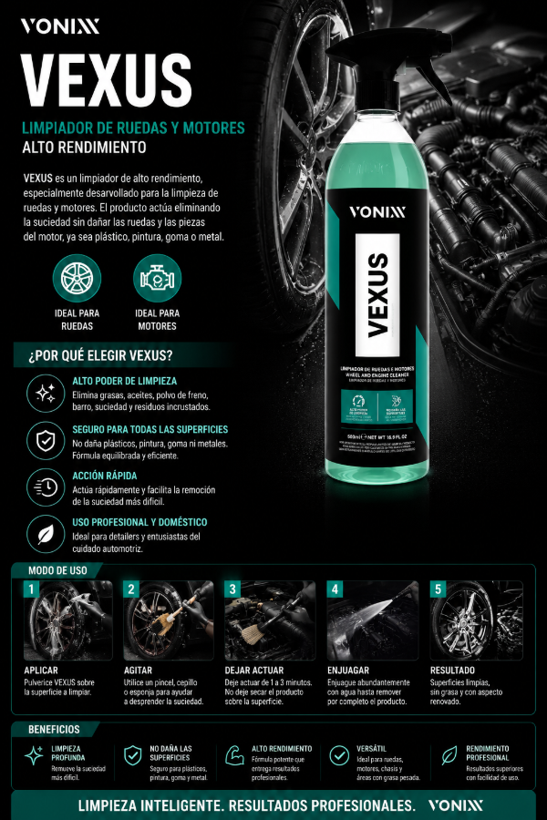 Producto - Vonixx Vexxus 500ml Limpiador de Llantas y Motores Detailing