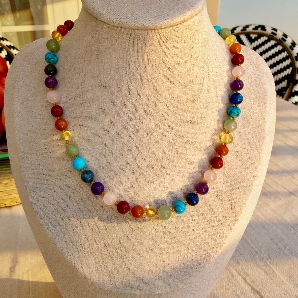 Producto - collar ambar siete chakras 38cm - 0