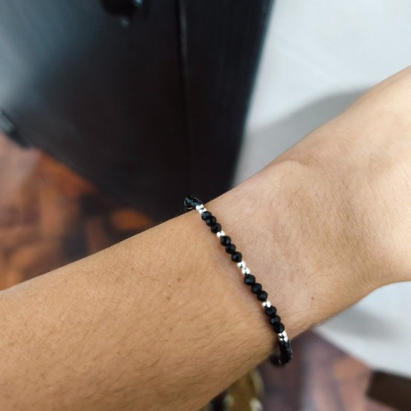 Producto - Pulsera cristal de roca mini NEGRO (#546)