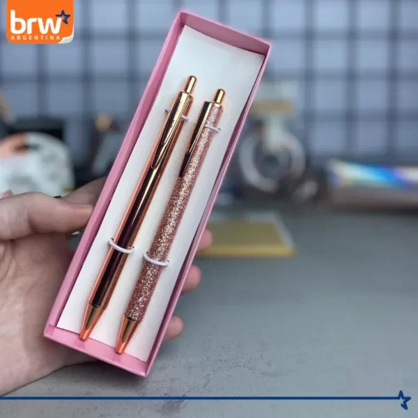 Producto - Bolígrafos Retractiles Metálicos X2  Caja Presentación