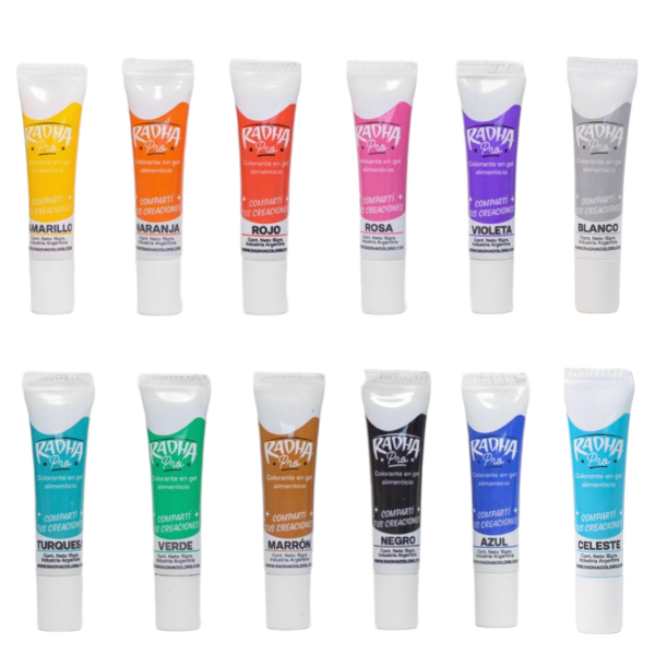 Producto - Caja de 12 colorantes en gel radha