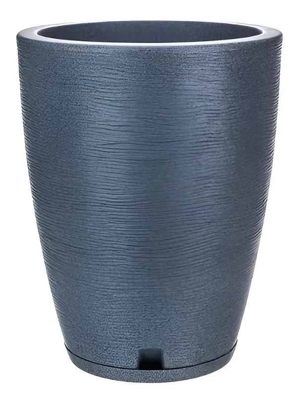 Producto - Maceta Plástica Rotomoldeada Simil Piedra 29 X 44 Con Plato Color Gris claro