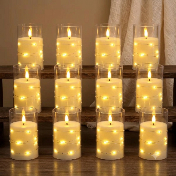 Producto - Pack X12 Vela 10cm Led Vaso Alambre Efecto Llama A Pilas