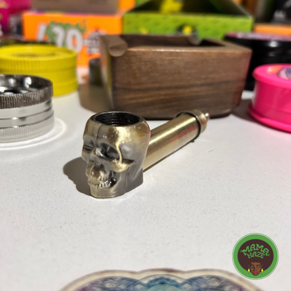 Producto - Pipa Metalica Calavera Dorada