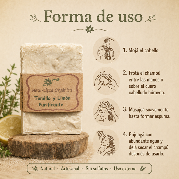 Producto - Champú Sólido Tomillo y Limón Purificante - para Cabellos Grasos - 3