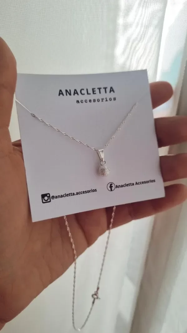 Producto - Gargantilla bolita arenada 40 cm plata 925