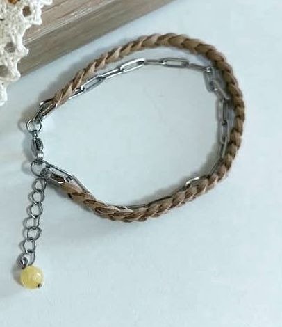 Producto - Pulsera Gamuza trenzada con Ágata