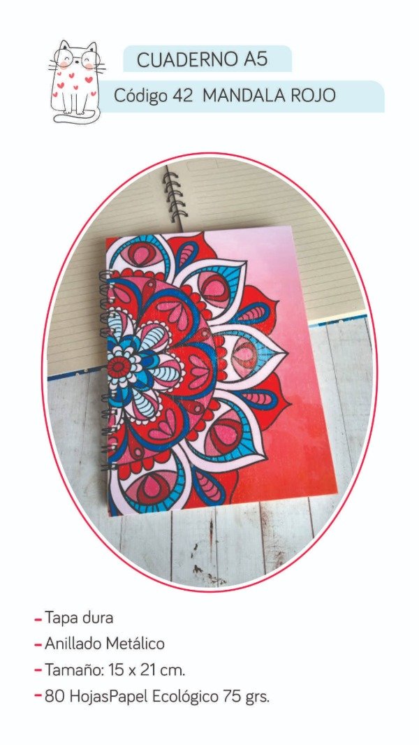 Producto - Cuaderno 42 Mandala Rojo