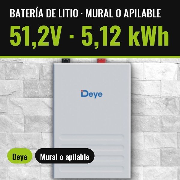 Producto - Batería de Litio DEYE 5,12kWh. Mural o Apilable