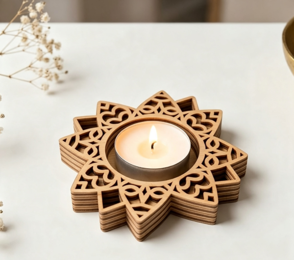 Producto - Porta Velas Mandala en Madera