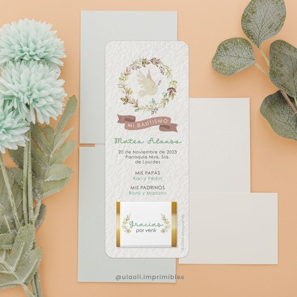 Producto - Estampitas Imprimibles Bautismo Niño "Paloma"