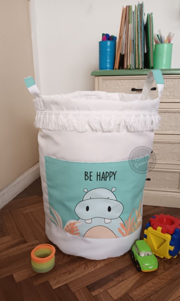 Producto - JUGUETERO DE TELA ESTILO NORDICO "HIPOPOTAMO"