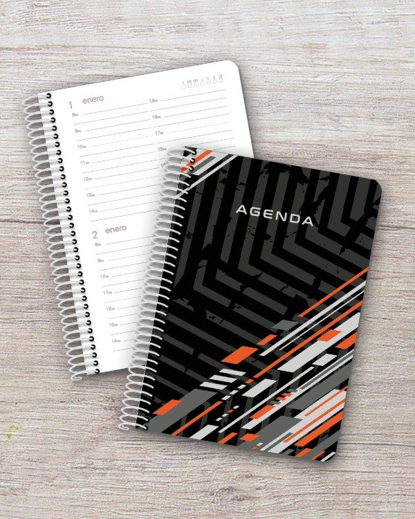 Producto - Agenda Perpetua A5 - 2 días por página - dis. flechas naranja