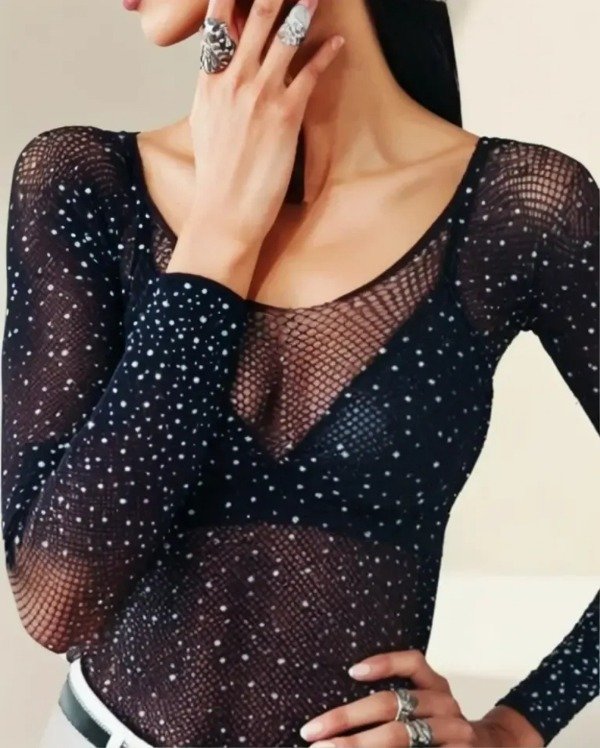 Producto - BODY NEGRO DE RED CON STRASS