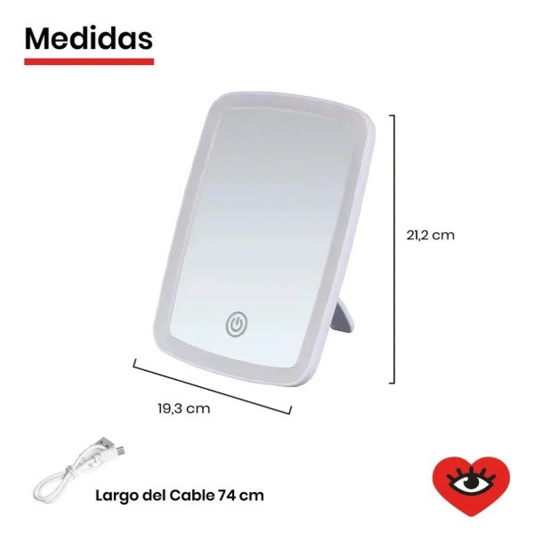 Producto - ESPEJO CUADRADO LED RECARGABLE - 1