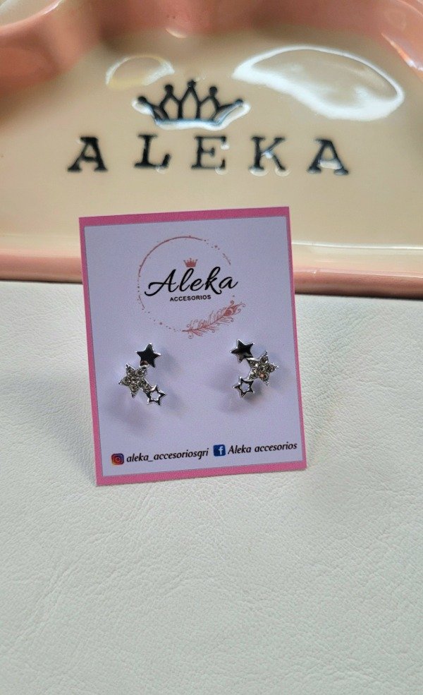 Producto - Aros estrellas con strass de acero quirúrgico