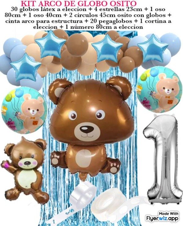Producto - Arco de globos oso con globos osito primer añito