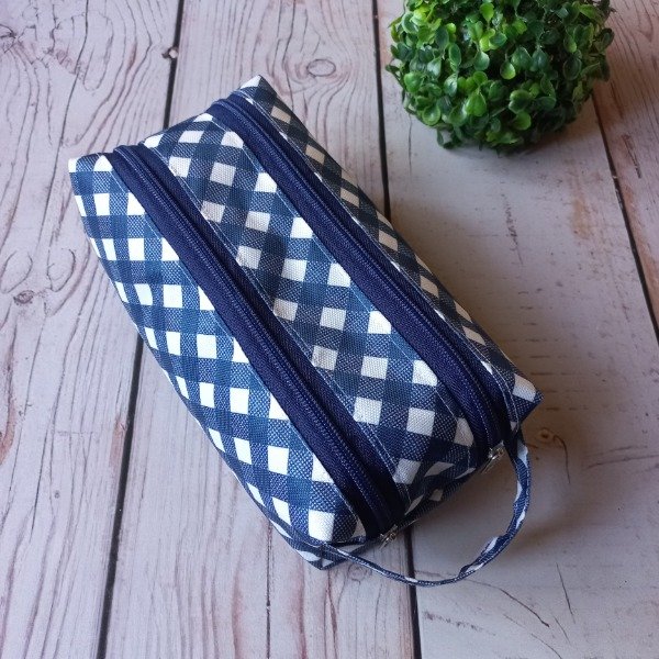Producto - Cartuchera doble - Escocés azul