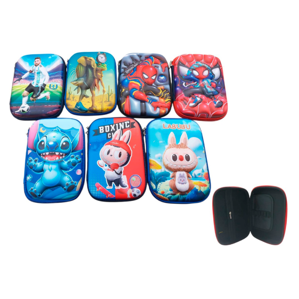 Producto - CARTUCHERA 3D CUERINA GRANDE C/PORTA LAPICES C/CIERRE 22X15CM NENE