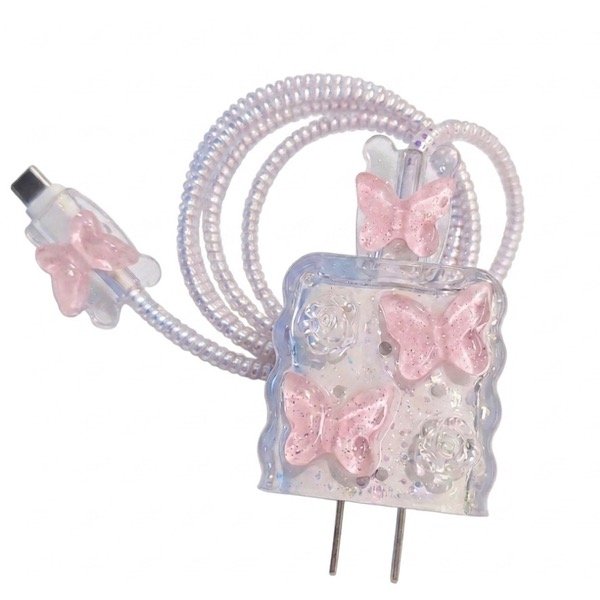 Producto - Protector de cargador mariposas rosa