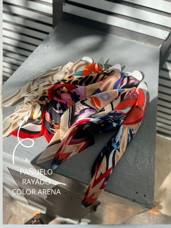 Producto - PAÑIELO RAYADO COLOR ARENA