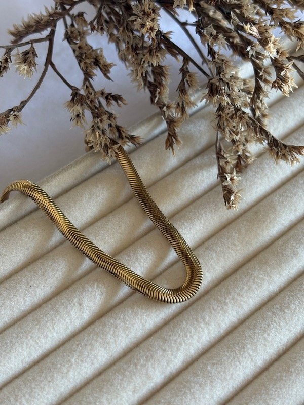 Producto - Pulsera cola de ratón gruesa acero dorado