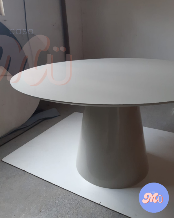 Producto - Mesa de Comedor 140 diam. base CONO / HONGO - Fibra de vidrio COLOR