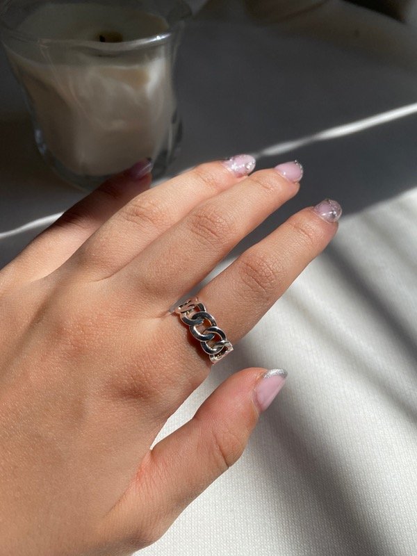 Producto - Anillo Regulable Ovalo Tejido Acero Blanco