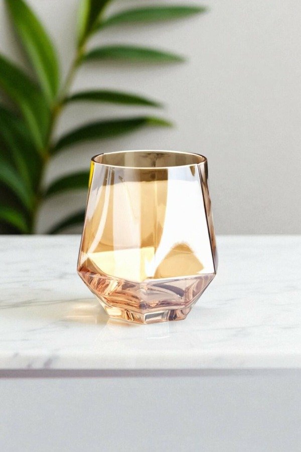 Producto - Vasos de vidrio hexagonal dorado x6!