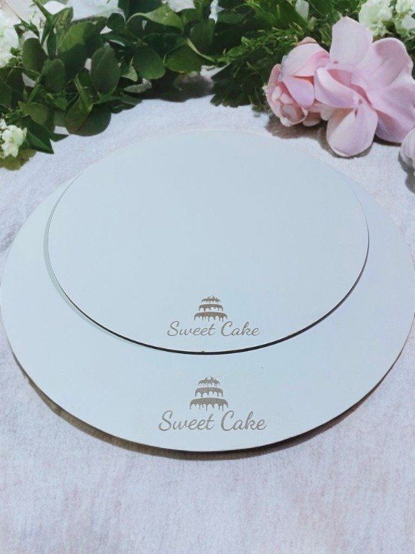 Producto - base para tortas circular / ondas  con tu logo 29 cm pack por 10
