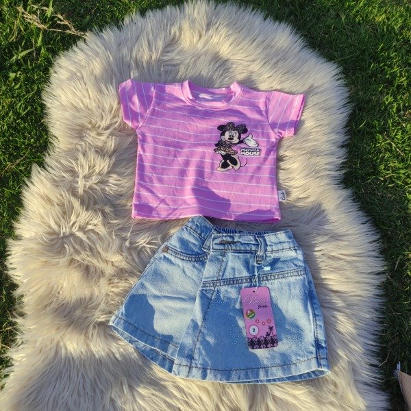 Producto - LINEA GIANCHU Conjunto Short Pollera de Jeans y Remera