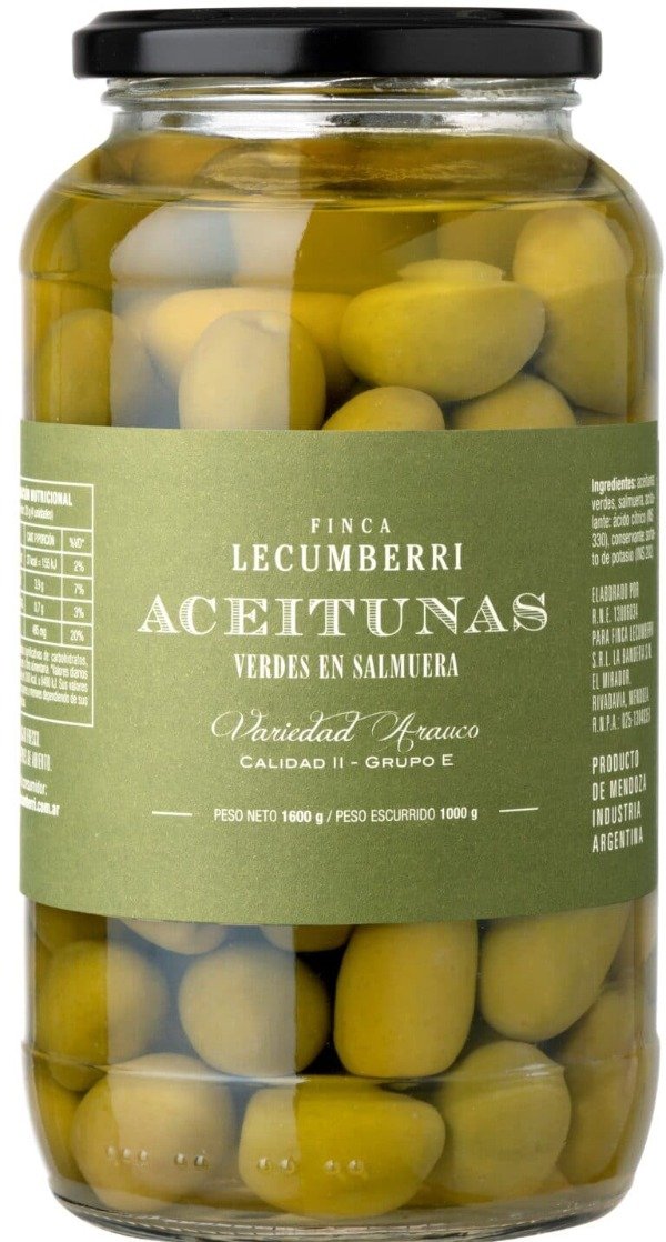 Producto - Aceitunas verdes en salmuera FINCA LECUMBERRI (calibre nro.0) pet 500cc