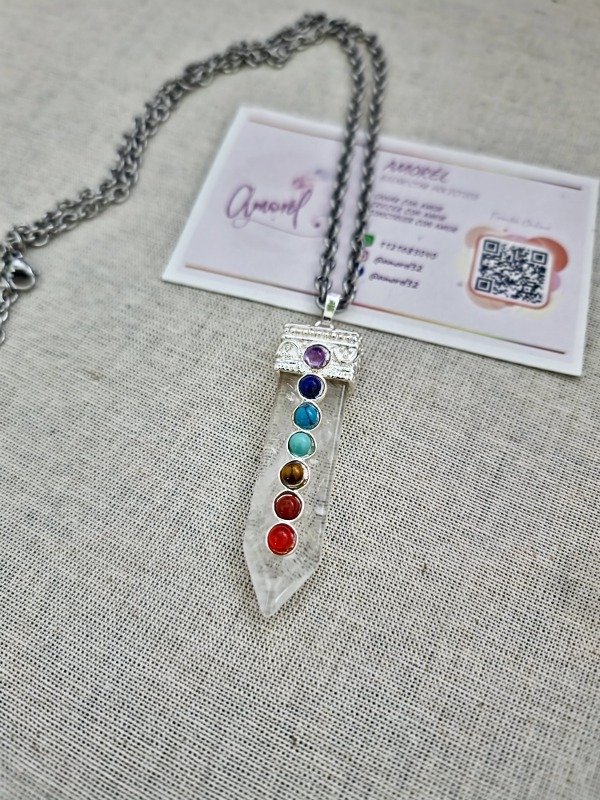 Producto - Péndulo de Cuarzo Cristal y 7 Chakras