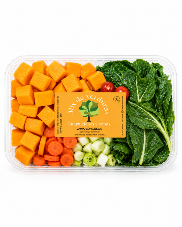 Producto - Mix de verduras agroecológicas para sopas y guarniciones - Presentación Bandeja - 0