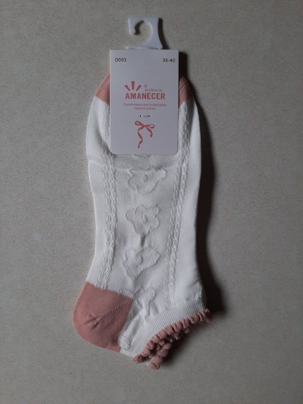 Producto - Soquete amanecer importado - Blanco borde rosa