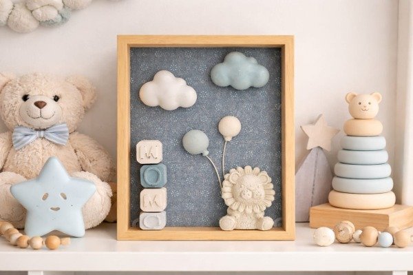 Producto - Cuadros Habitación Bebés Intervenidos con Figuras en Cemento I