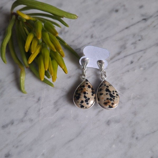 Producto - Aros Gota Jaspe Dálmata