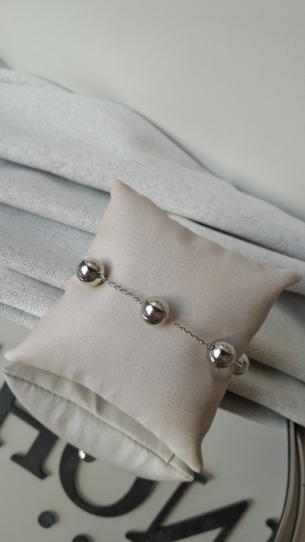 Producto - Pulsera Esfera tamaño G laminado en Rodio